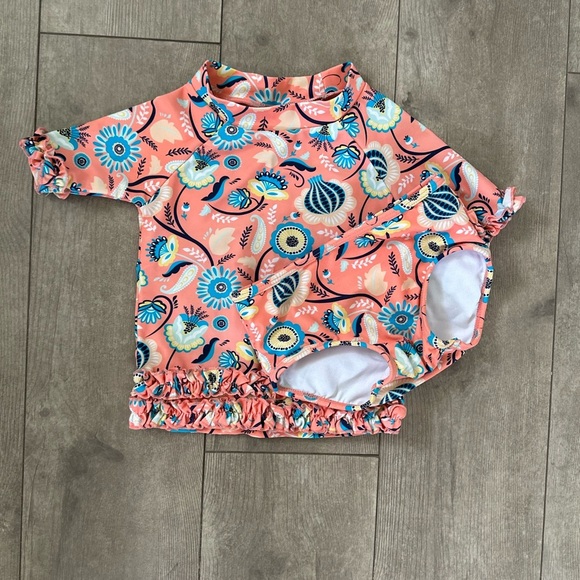 RuffleButts Paisley Paradise Two-Piece Rashguard Swimsuit Size 18-24 months - Picture 10 of 15